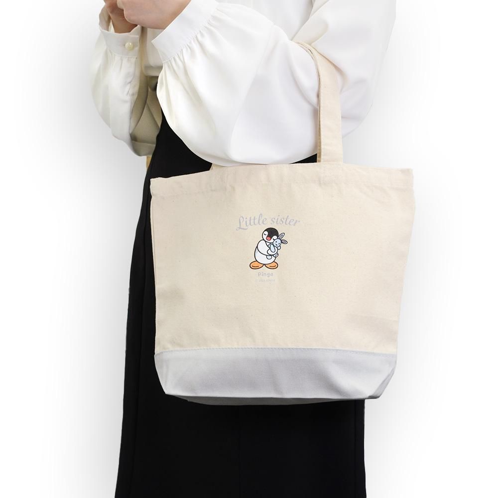 Pingu Little Sister Tote Bag – Natural × Grey or Black 7