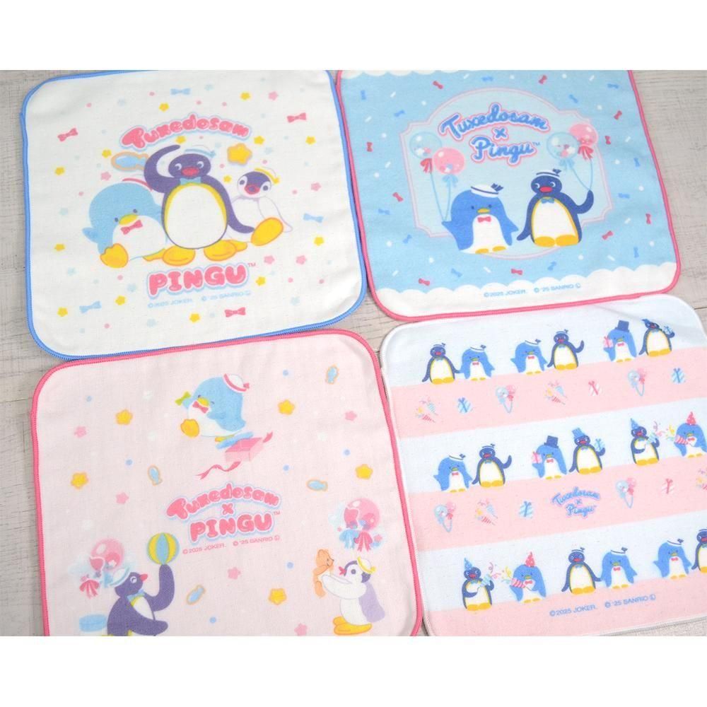Pingu × Tuxedo Sam Gauze Towel Handkerchief – Retro Blue 4