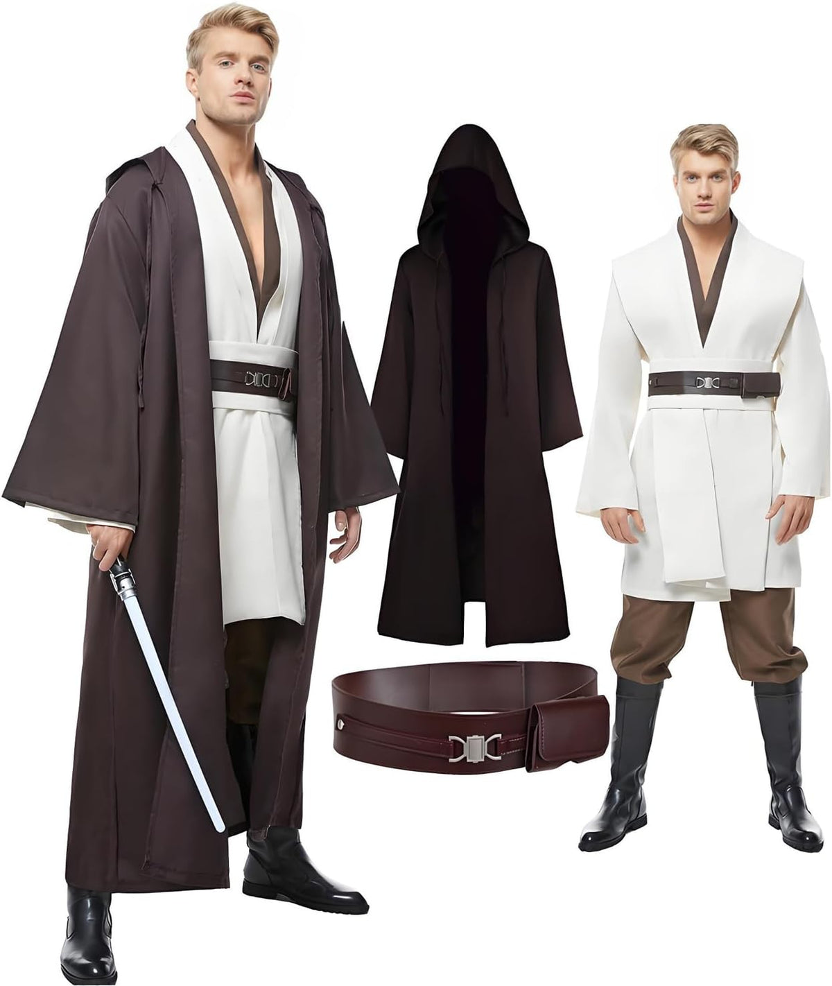 Cosplaysky Men's Hooded Tunic Robe Costume for Halloween Cosplay