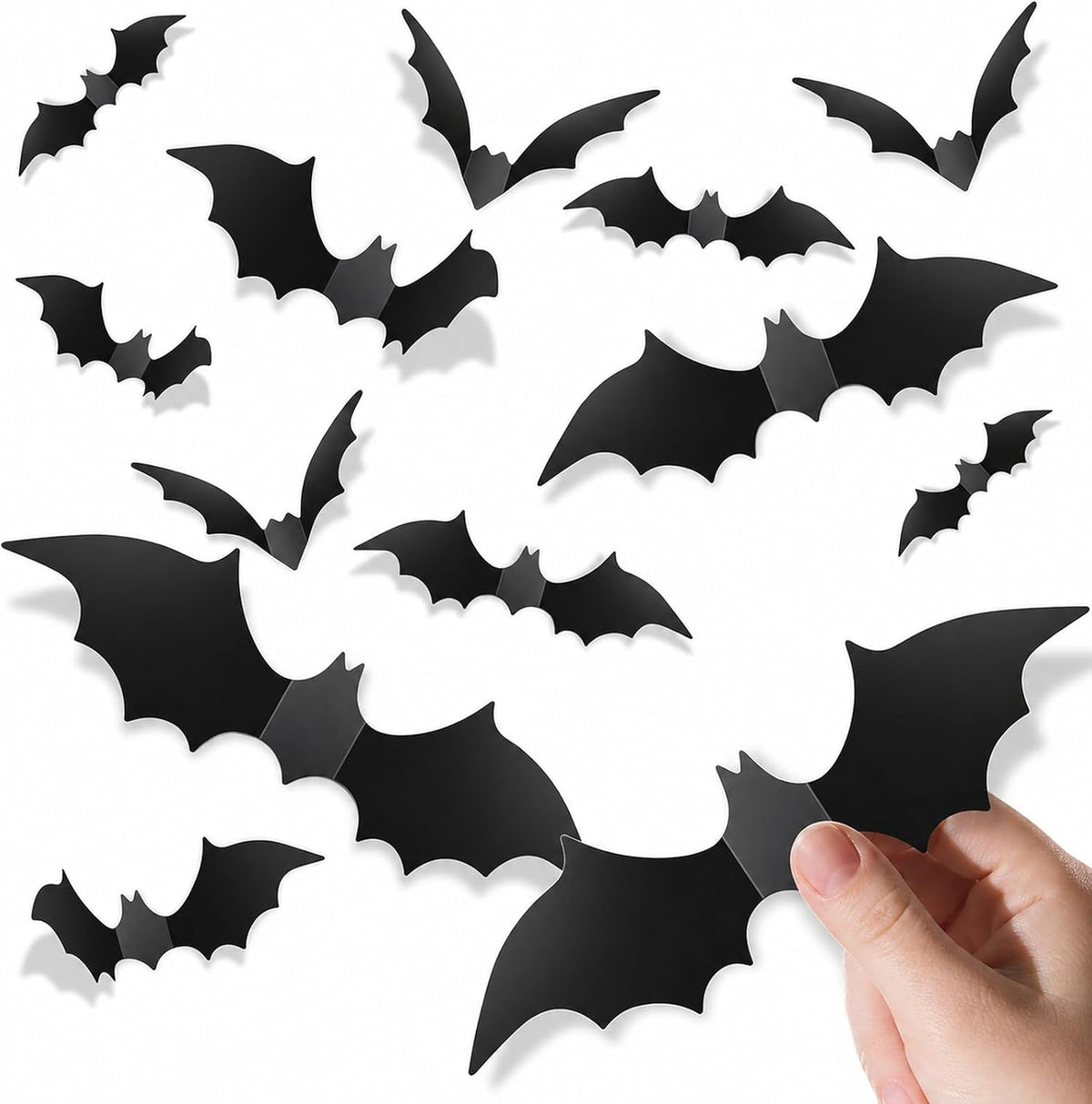 Piteno 140 Black 3D Bat Wall Stickers, Removable Halloween Decor 7