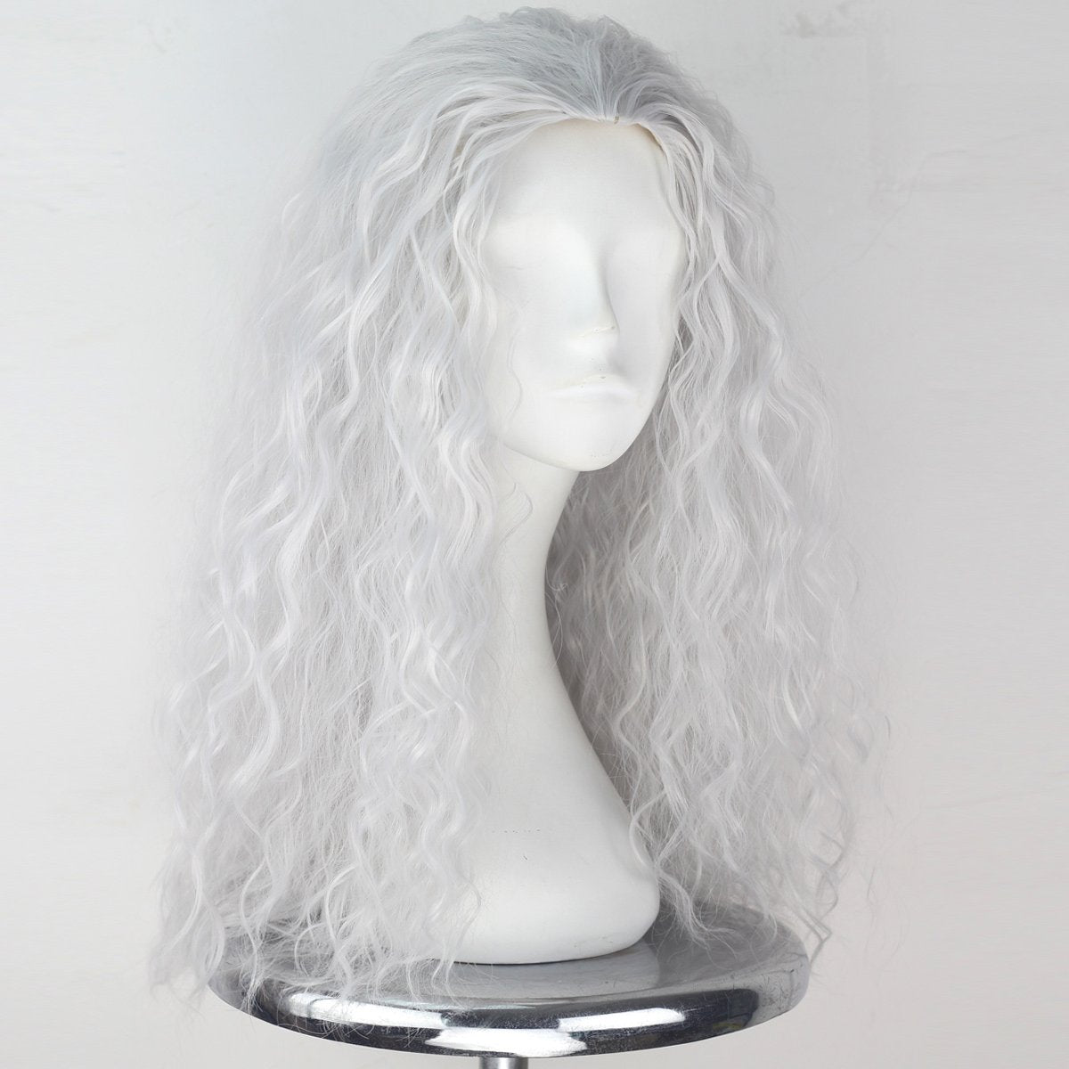 M MISS U HAIR Witch Wig: Long Grey Curly Old Lady Costume Wig 8