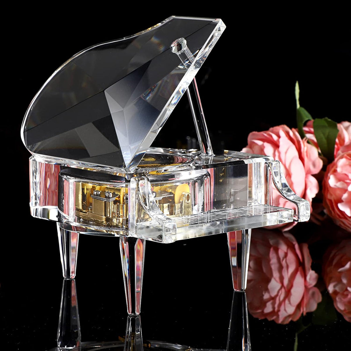 ELLDOO Crystal Piano Music Box, No Batteries, Plays For Elise 8