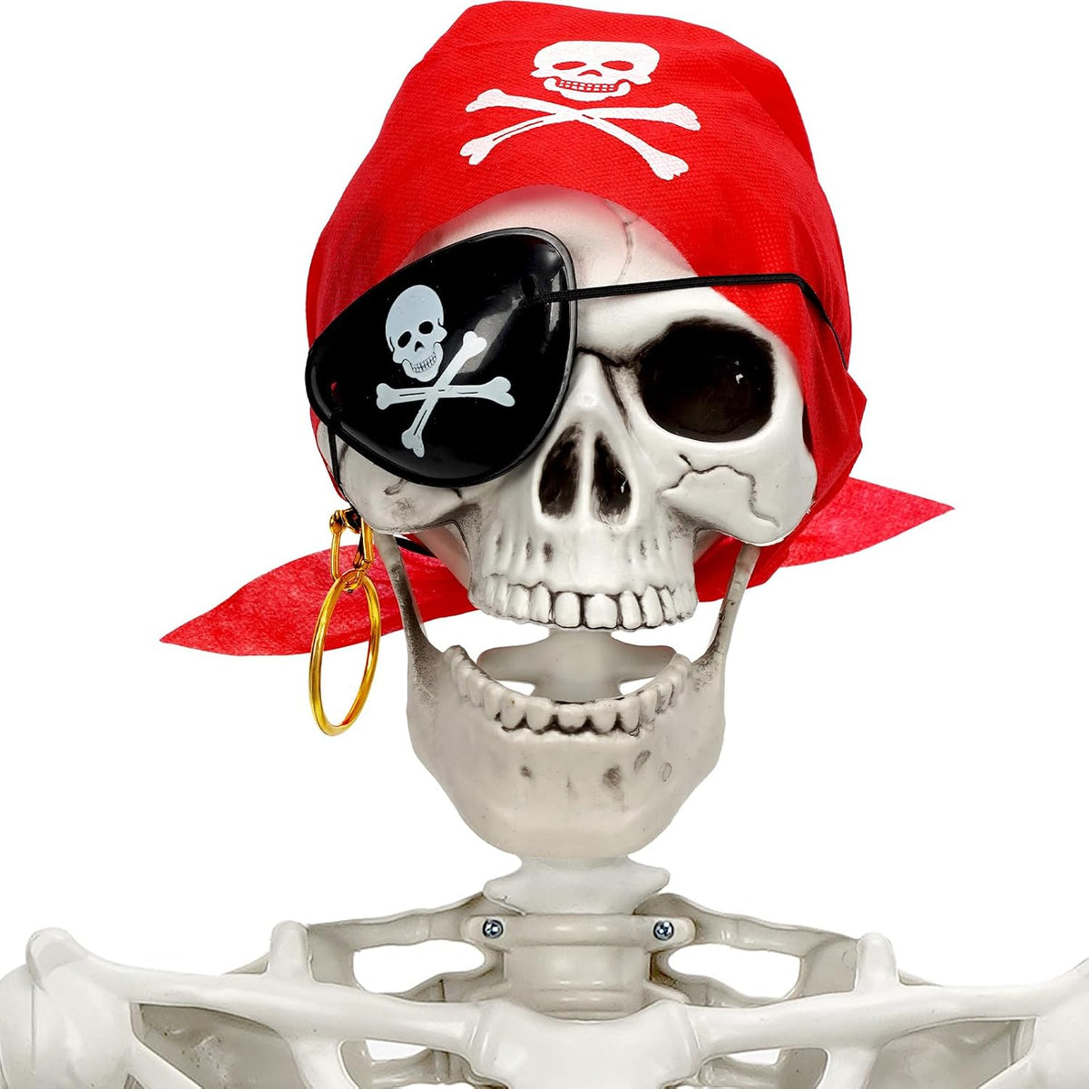 MyoGrip 5.5 ft Posable Skeleton Halloween Prop with Pirate Bandana 8