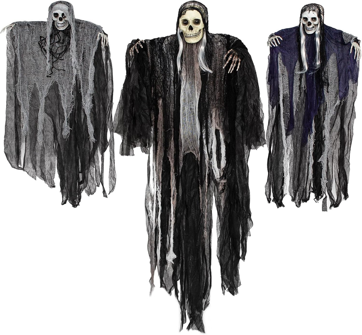 JOYIN 3-Pack Hanging Skeleton Grim Reapers, Halloween Outdoor Decor 8