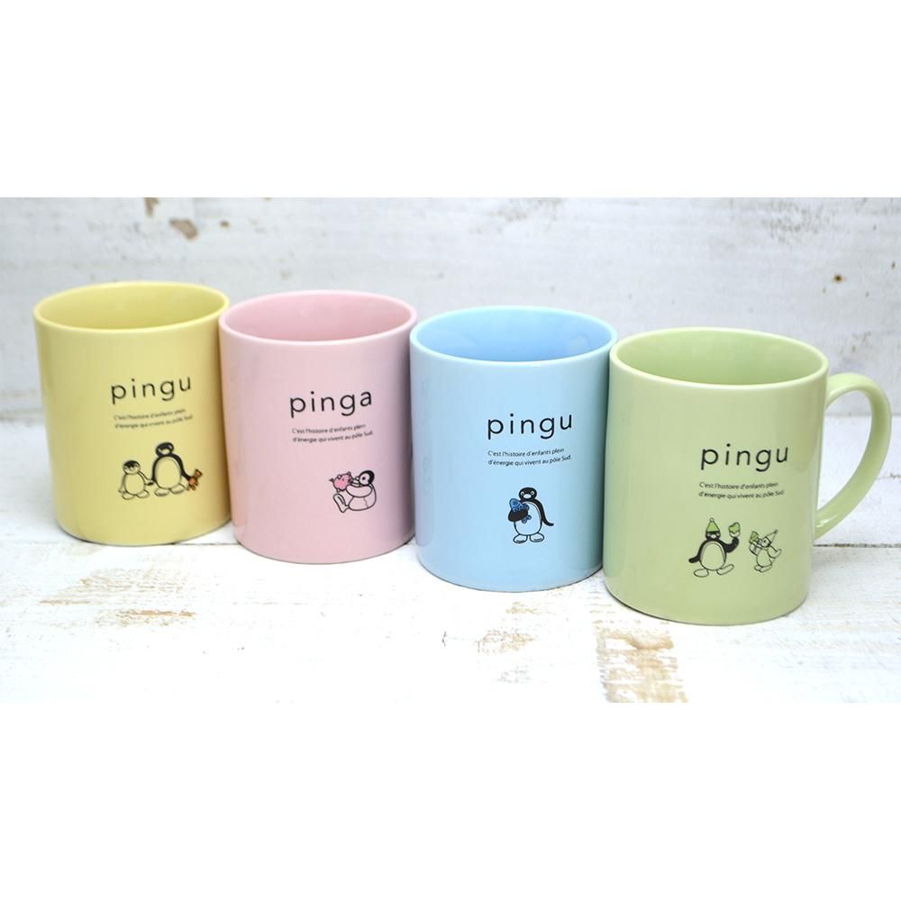 Pingu Color Mug – Green or White & Pink, from Japan 5
