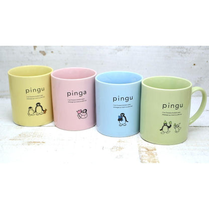 Pingu Color Mug – Green or White & Pink, from Japan 5