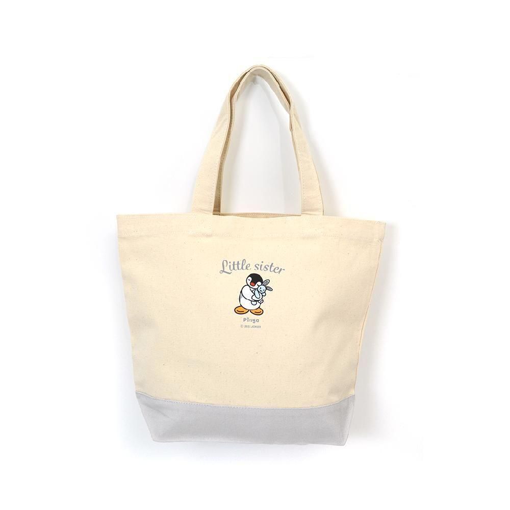 Pingu Little Sister Tote Bag – Natural × Grey or Black 1
