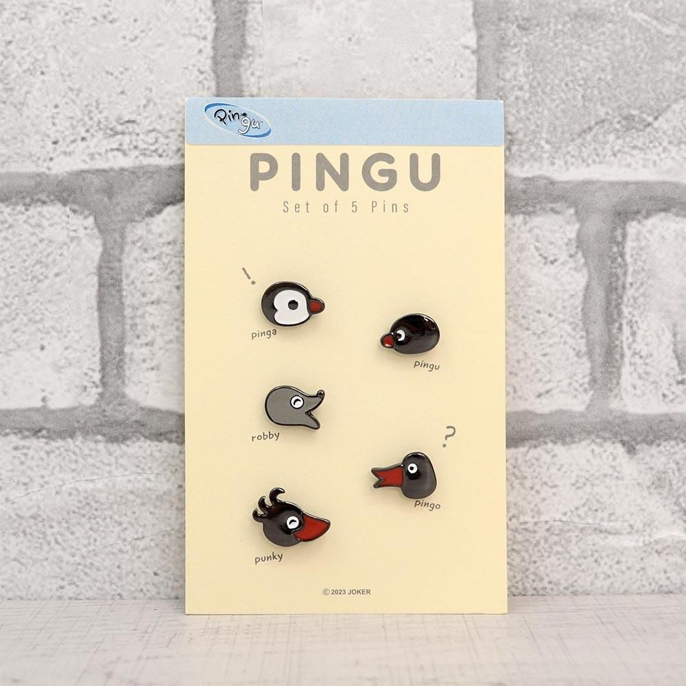 Pingu Face Pin Badge Set – Black 1