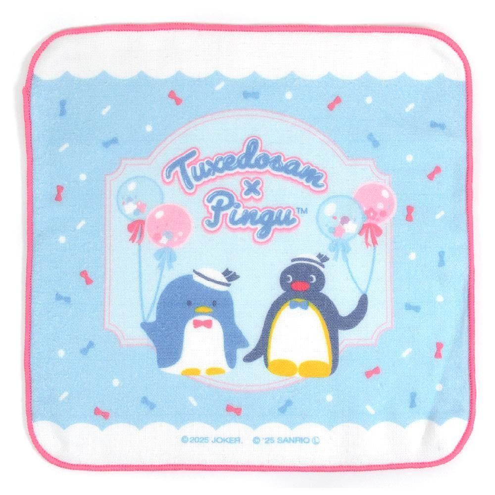 Pingu × Tuxedo Sam Gauze Towel Handkerchief – Retro Blue 1