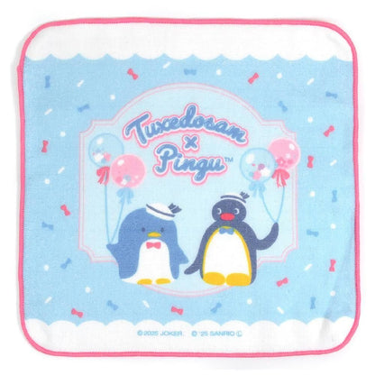 Pingu × Tuxedo Sam Gauze Towel Handkerchief – Retro Blue 1