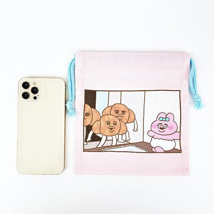 Opanchu Usagi Croissant Drawstring Bag, Pink 4