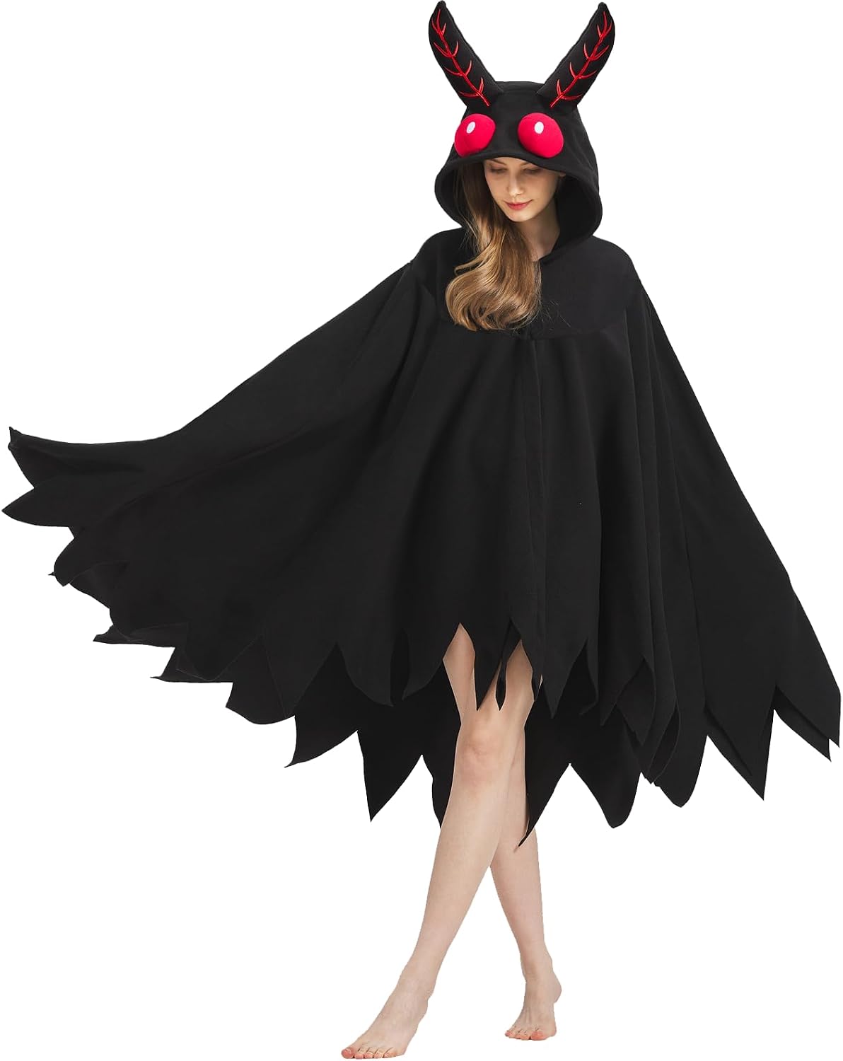 AIYOUYIYA Adult Mothman Costume, Hooded Poncho Cape for Halloween 2