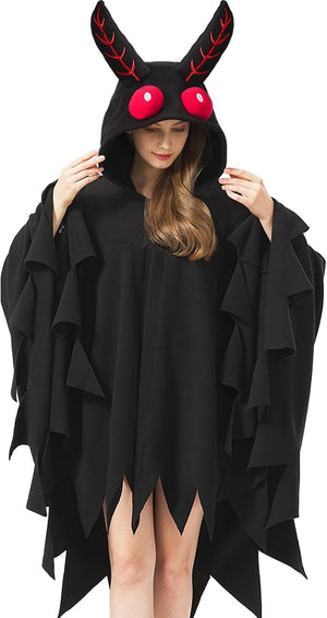 AIYOUYIYA Adult Mothman Costume, Hooded Poncho Cape for Halloween 1