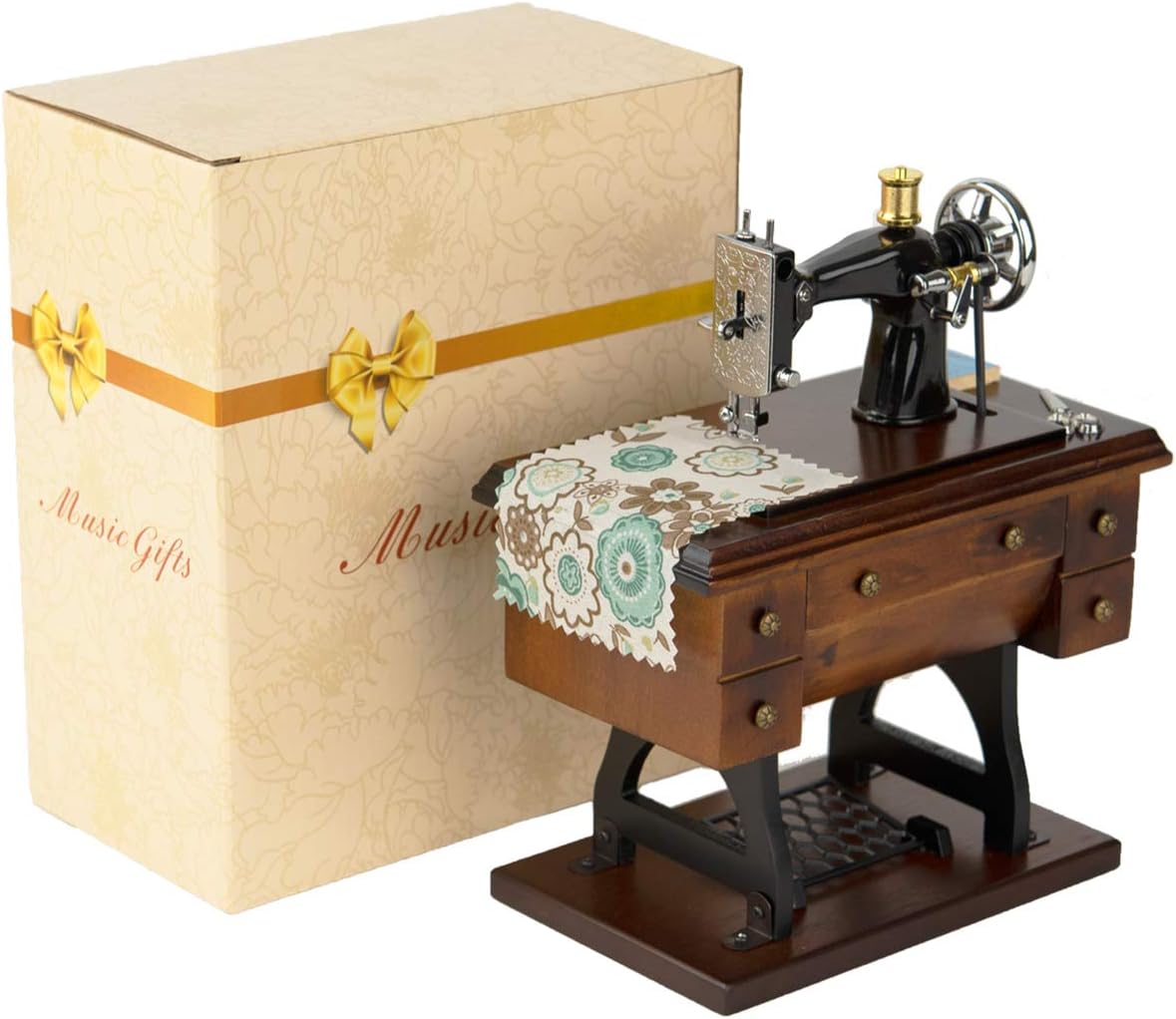 Mr.Winder Wooden Sewing Machine Music Box, Wind-Up, Plays For Elise 7