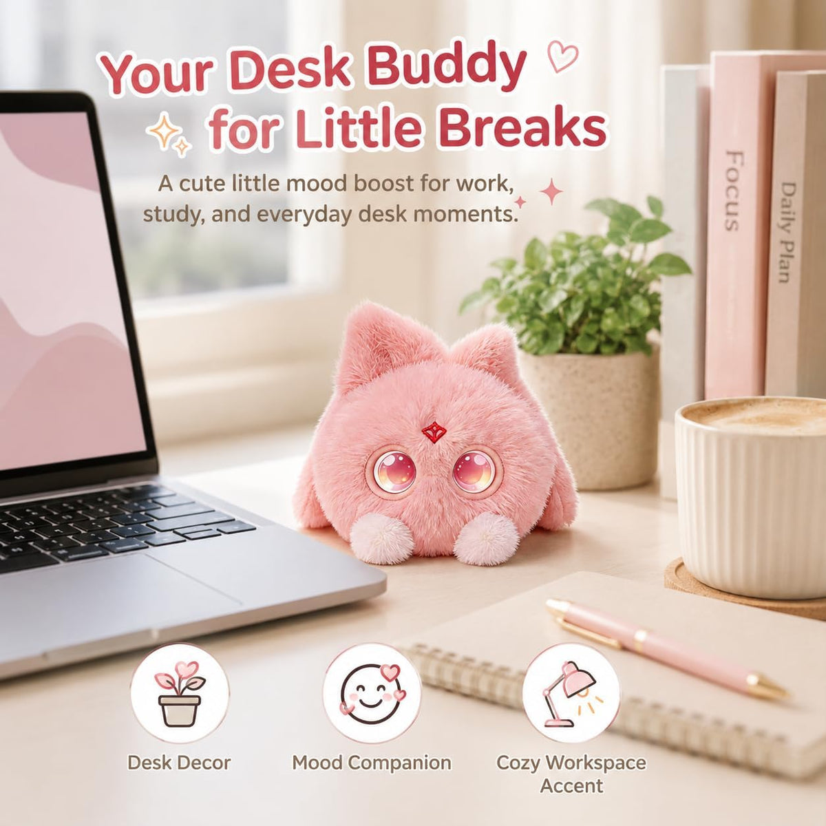 OKIVIVI AI Plush Bag Charm – Voice Chat, LED Eyes, Touch Response 6