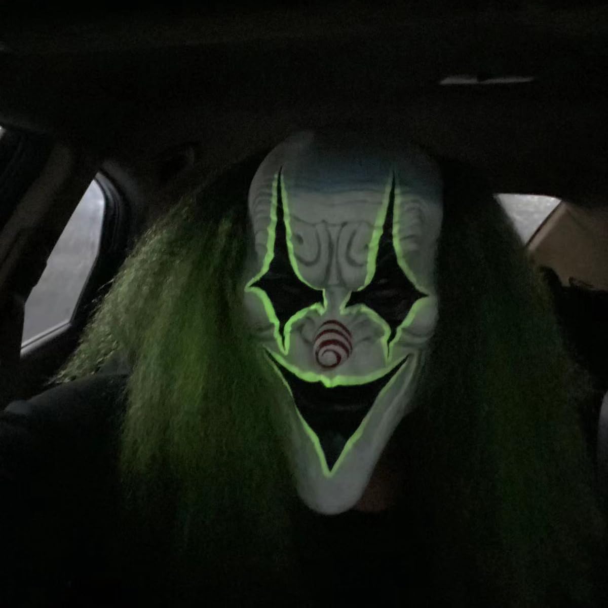 QNGCOLRCY Halloween Clown Mask with Green Wig for Adults 3