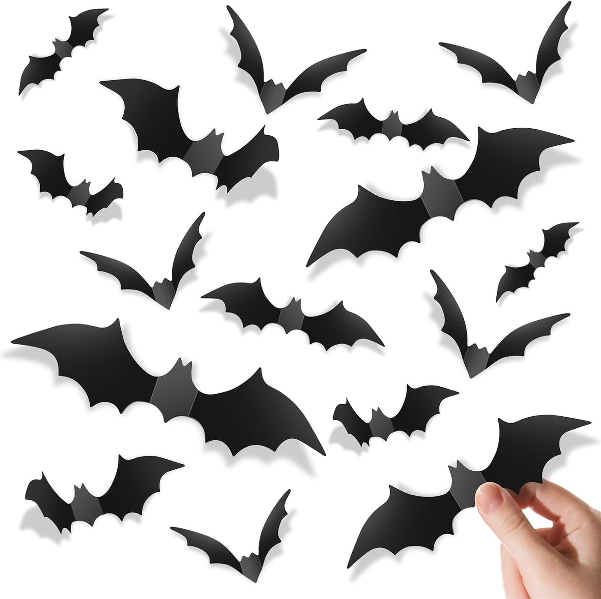 Piteno 140 Black 3D Bat Wall Stickers, Removable Halloween Decor 1