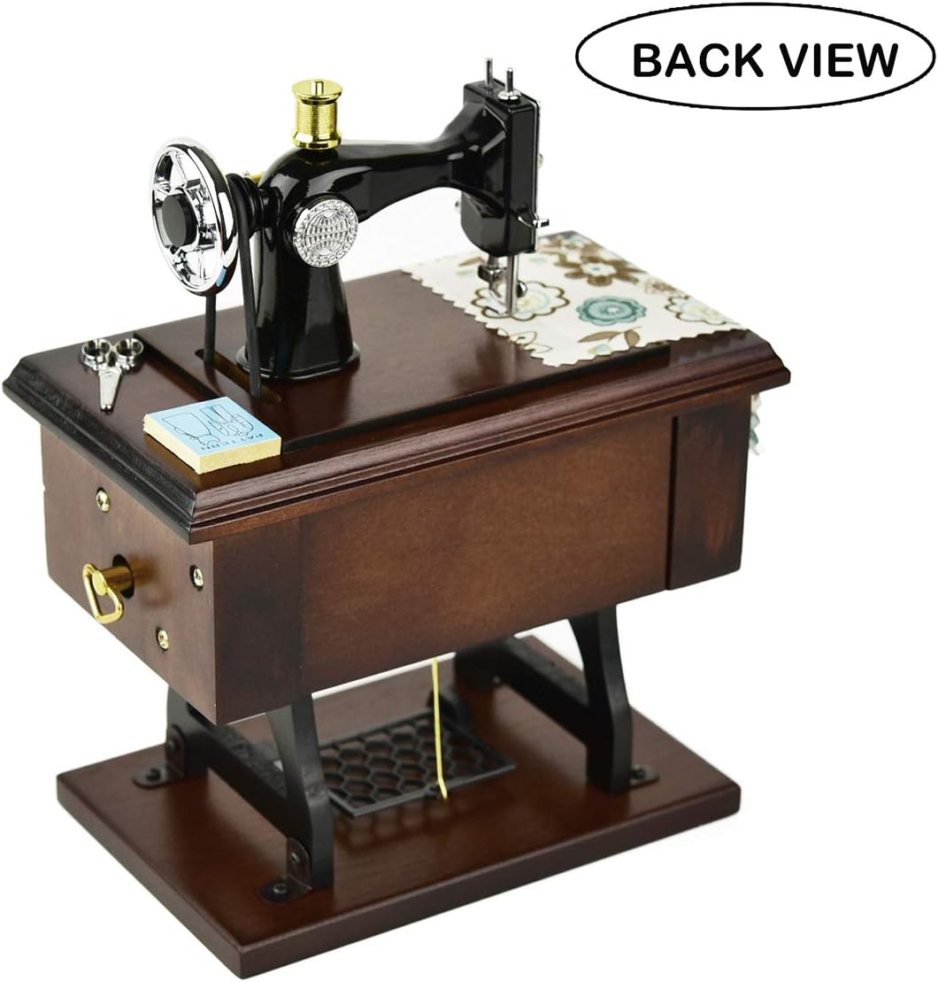 Mr.Winder Wooden Sewing Machine Music Box, Wind-Up, Plays For Elise 6