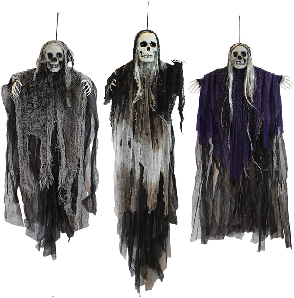 JOYIN 3-Pack Hanging Skeleton Grim Reapers, Halloween Outdoor Decor 1