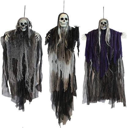 JOYIN 3-Pack Hanging Skeleton Grim Reapers, Halloween Outdoor Decor 1