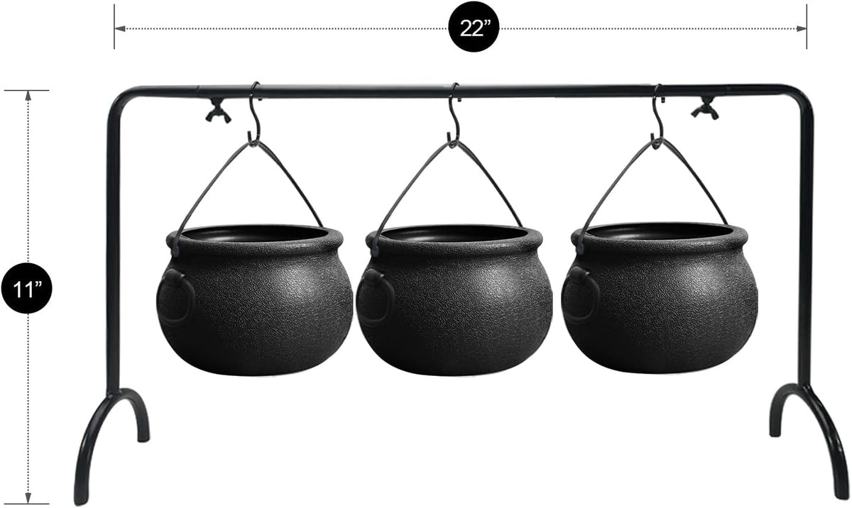 Oriental Cherry 3 Witch Cauldron Candy Bowls on Rack, Halloween 3