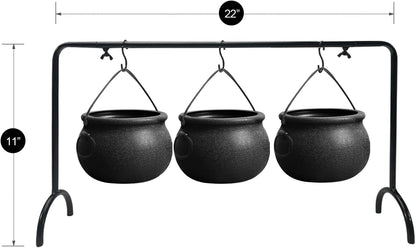 Oriental Cherry 3 Witch Cauldron Candy Bowls on Rack, Halloween 3
