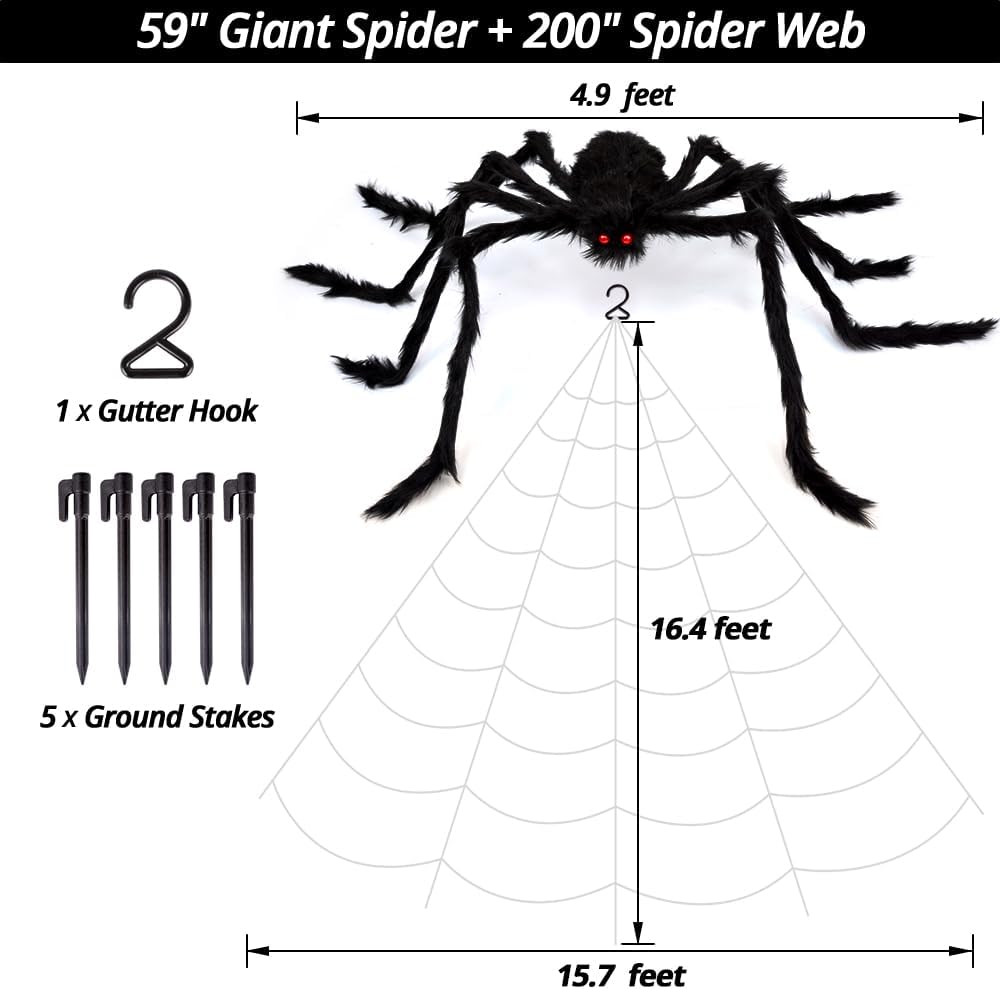 OCATO 200 in Triangle Spider Web with 59 in Giant Black Spider 7
