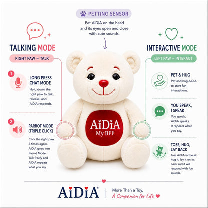 AiDiA Smart AI Companion Teddy Bear with Multilingual Voice Chat 3
