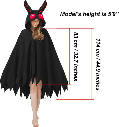 AIYOUYIYA Adult Mothman Costume, Hooded Poncho Cape for Halloween 4