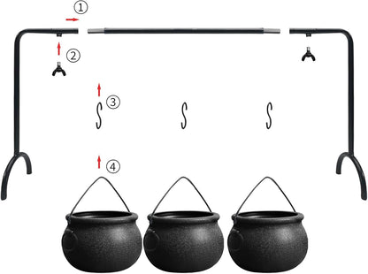 Oriental Cherry 3 Witch Cauldron Candy Bowls on Rack, Halloween 4
