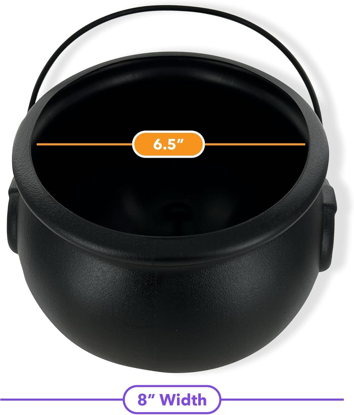 GiftExpress 8 in Black Cauldron Bucket, Halloween Candy Bowl 3