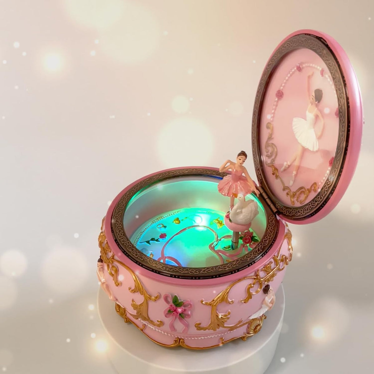 Briskfeel Ballerina Music Box Jewelry Box with LED Lights, Swan Lake 3