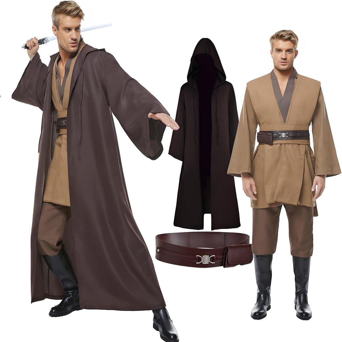 Cosplaysky Men's Hooded Tunic Robe Costume for Halloween Cosplay
