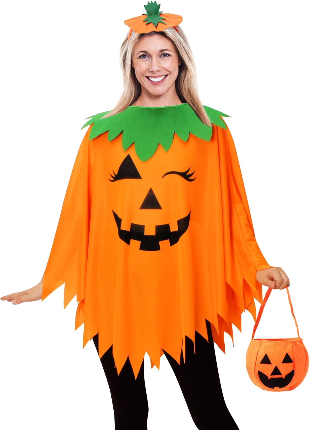 WISHTEN 3-Piece Pumpkin Costume for Women, Halloween Costume Set 1