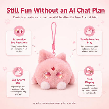 OKIVIVI AI Plush Bag Charm – Voice Chat, LED Eyes, Touch Response 4