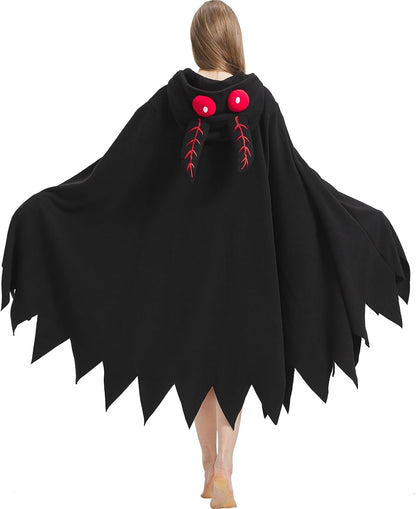 AIYOUYIYA Adult Mothman Costume, Hooded Poncho Cape for Halloween 5