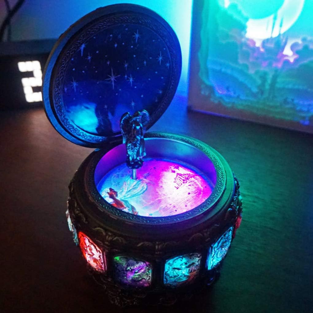 Amperer Vintage Zodiac Music Box with Rotating Goddess and LED Lights 3