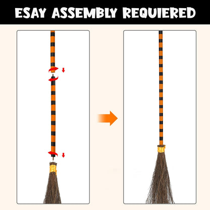 Oriental Cherry Broom Parking Sign with 3 Wooden Witch Brooms 6