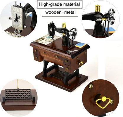 Mr.Winder Wooden Sewing Machine Music Box, Wind-Up, Plays For Elise 3