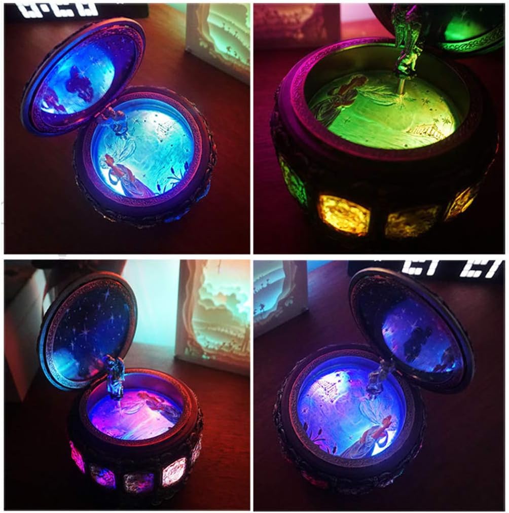 Amperer Vintage Zodiac Music Box with Rotating Goddess and LED Lights 5
