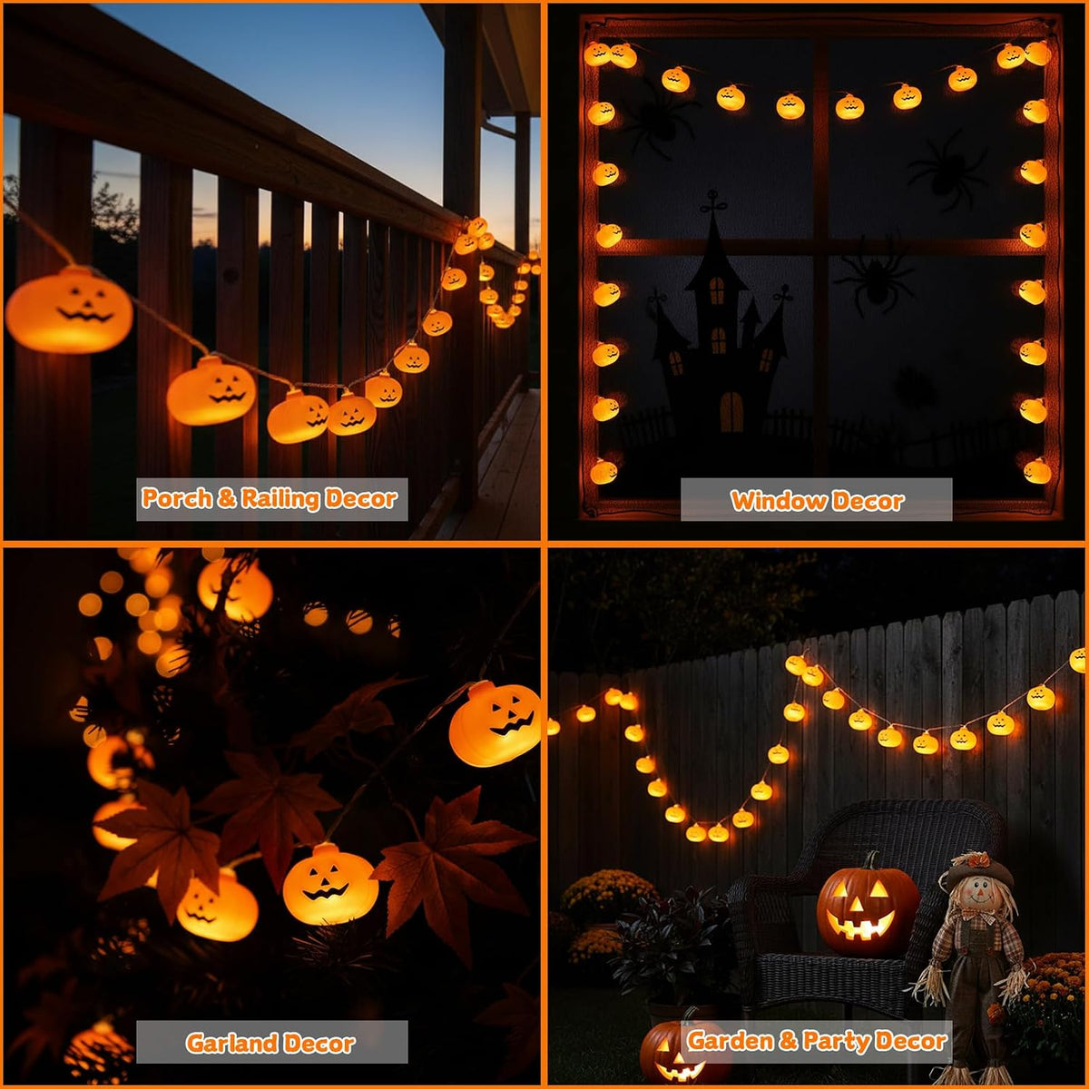 Runleo Halloween Pumpkin String Lights, 20 LED, Battery Operated 7