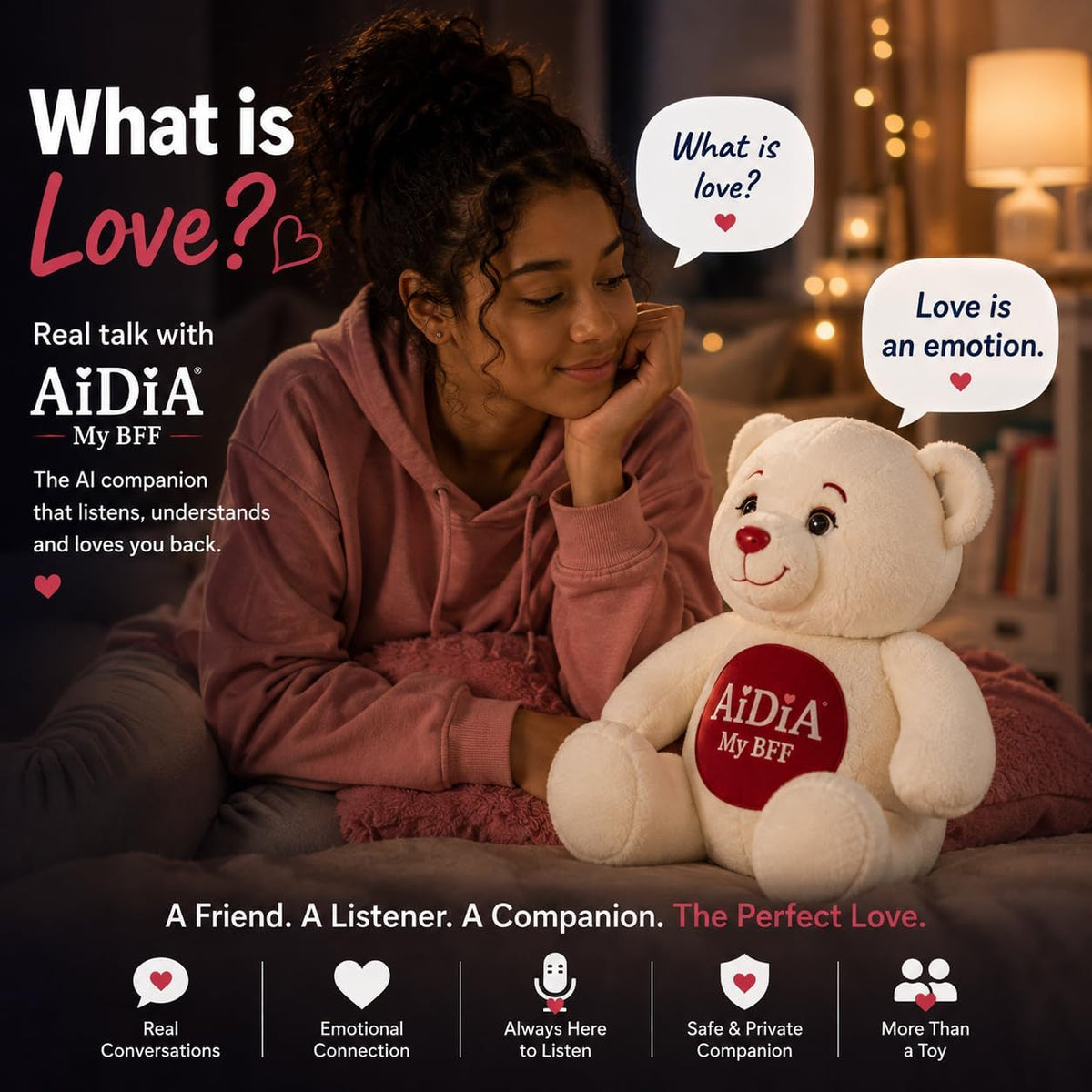 AiDiA Smart AI Companion Teddy Bear with Multilingual Voice Chat 5