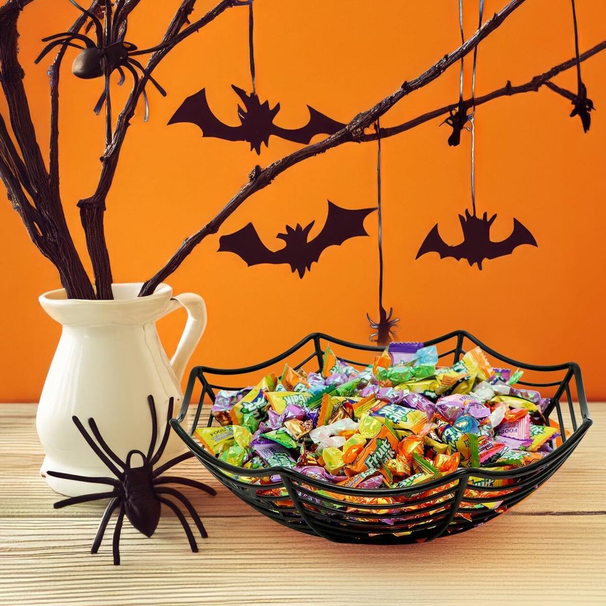 JOYIN 3 Spider Web Halloween Candy Bowls, Orange Purple Black 7