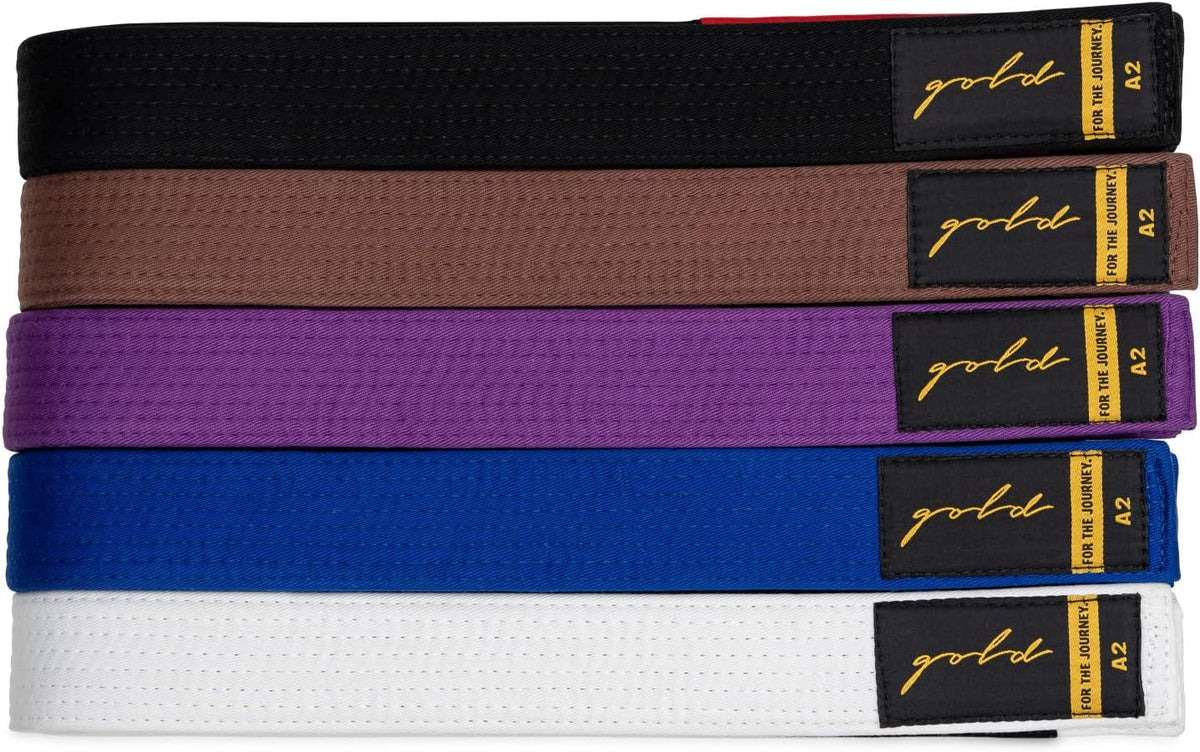 Gold BJJ Jiu Jitsu Belt with Rank Bar, IBJJF Competition Approved 1