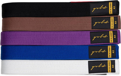 Gold BJJ Jiu Jitsu Belt with Rank Bar, IBJJF Competition Approved 1