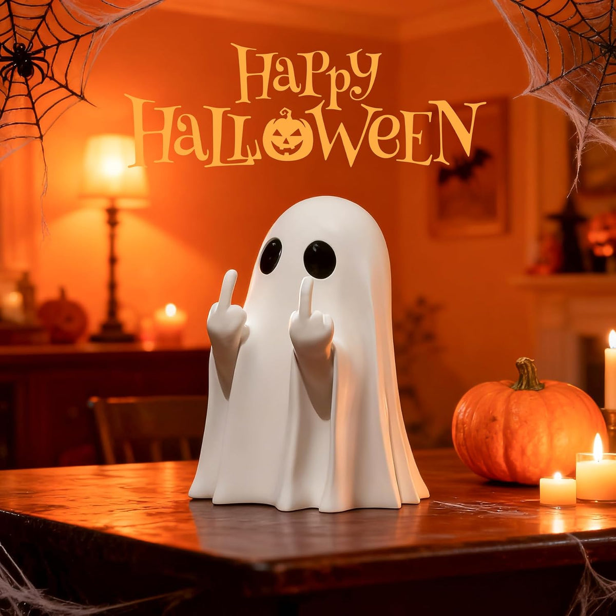 Chgfs Ceramic Ghost Figurine, White Hand-Painted Halloween Decor 5