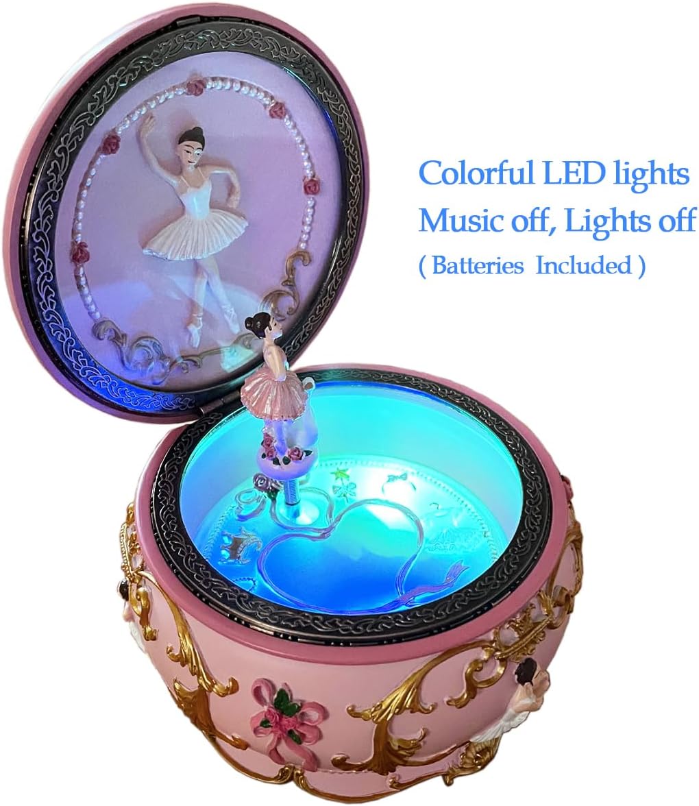 Briskfeel Ballerina Music Box Jewelry Box with LED Lights, Swan Lake 2
