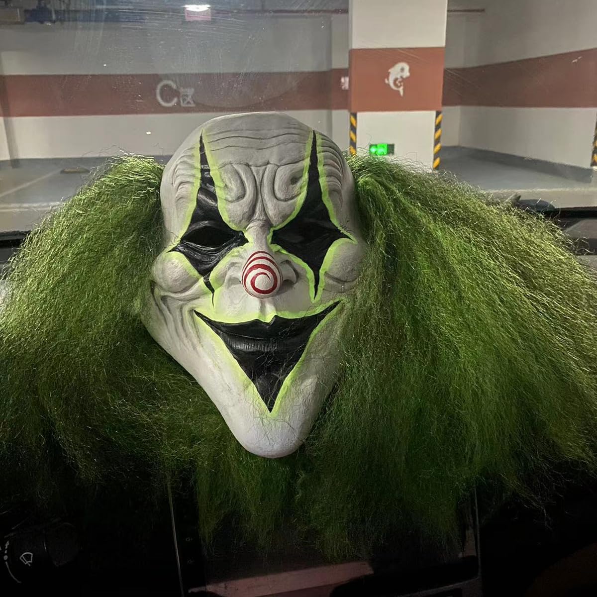QNGCOLRCY Halloween Clown Mask with Green Wig for Adults 6