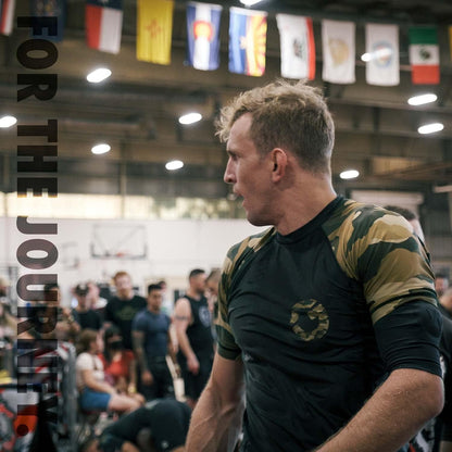 Gold BJJ Camo Rash Guard Compression Shirt for No-Gi, Gi and MMA 7