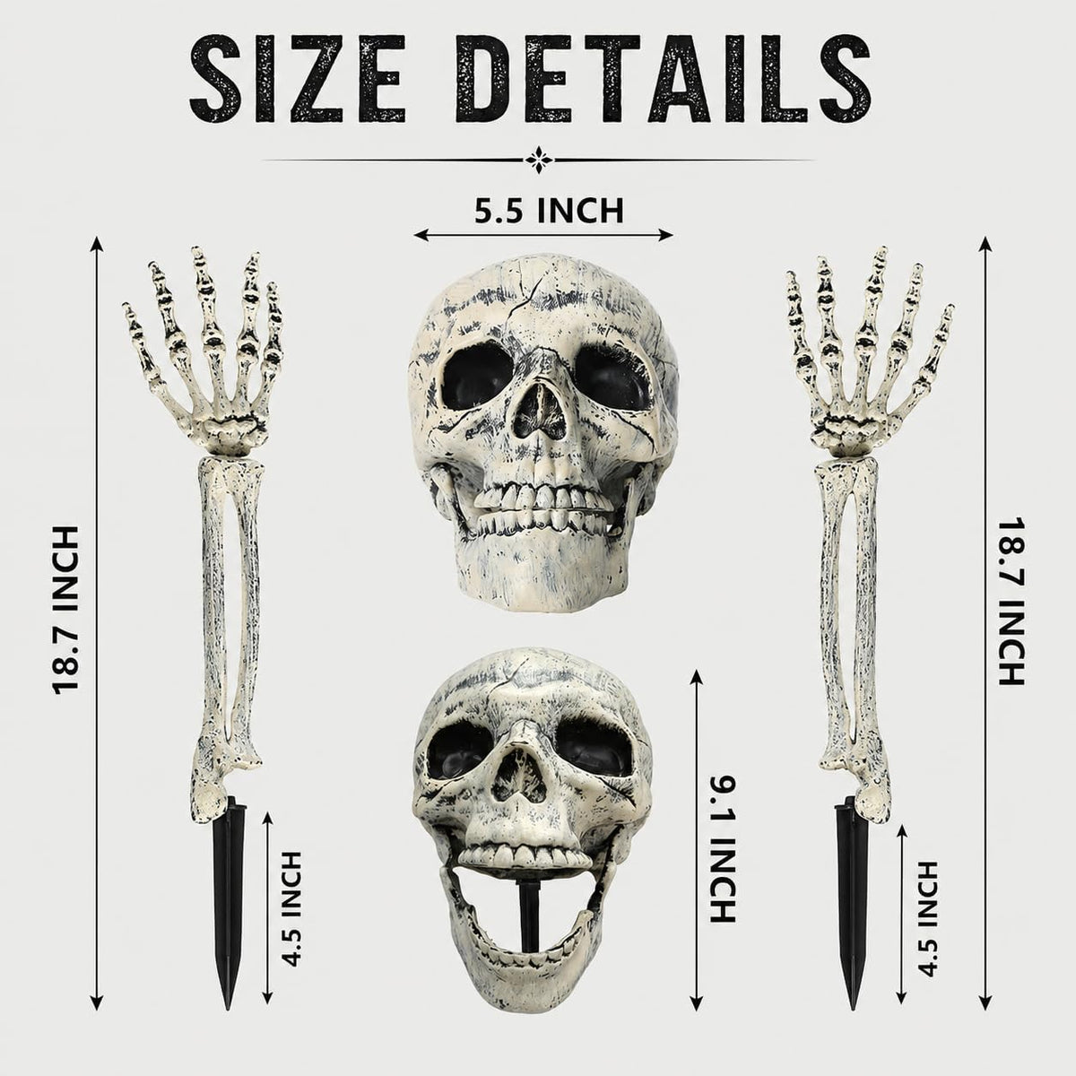 AISENO Realistic Skeleton Groundbreaker Stakes, 3-Piece Outdoor Set 6